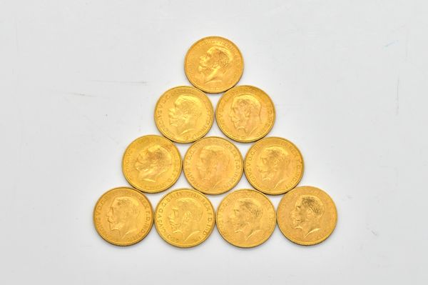 TEN GEORGE V SOVEREIGNS VARIOUS DATES  (10)