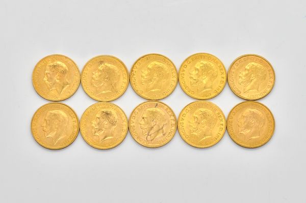 TEN GEORGE V SOVEREIGNS VARIOUS DATES (10)