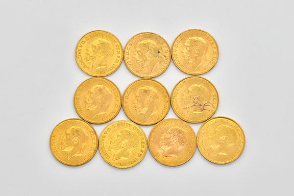 TEN GEORGE V SOVEREIGNS VARIOUS DATES  (10)