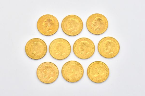 TEN GEORGE V SOVEREIGNS VARIOUS DATES (10)