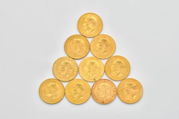 TEN GEORGE V SOVEREIGNS VARIOUS DATES  (10)