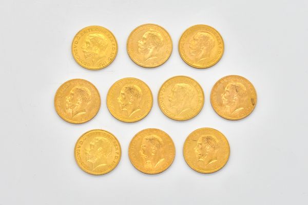 TEN GEORGE V SOVEREIGNS VARIOUS DATES (10)