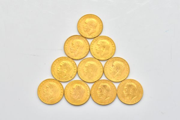 TEN GEORGE V SOVEREIGNS VARIOUS DATES  (10)