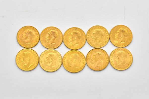 TEN GEORGE V SOVEREIGNS VARIOUS DATES (10)