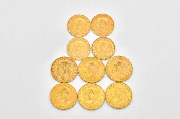 TEN BRITISH GOLD COINS