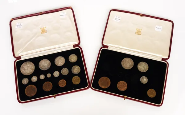 A GEORGE VI FIFTEEN COIN SPECIMEN PROOF SET AND ANOTHER PART SET (2)