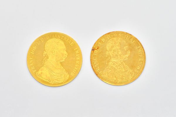 TWO AUSTRIAN RESTRUCK FOUR DUCATS (2)