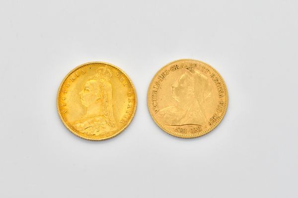 TWO VICTORIA HALF SOVEREIGNS (2)