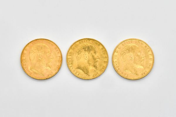 THREE EDWARD VII SOVEREIGNS VARIOUS DATES  (3)