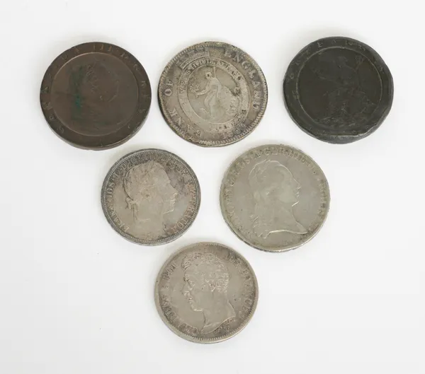 SIX EUROPEAN AND BRITISH COINS (6)