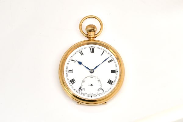 A 9CT GOLD CASED KEYLESS WIND OPEN FACED GENTLEMAN'S  POCKET WATCH