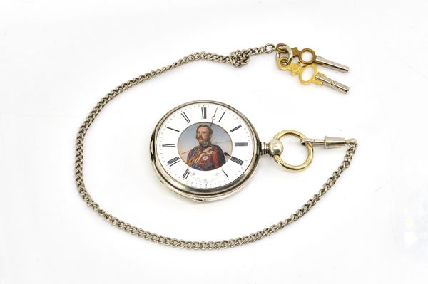 A SILVER CASED KEY WIND OPENFACED POCKET WATCH