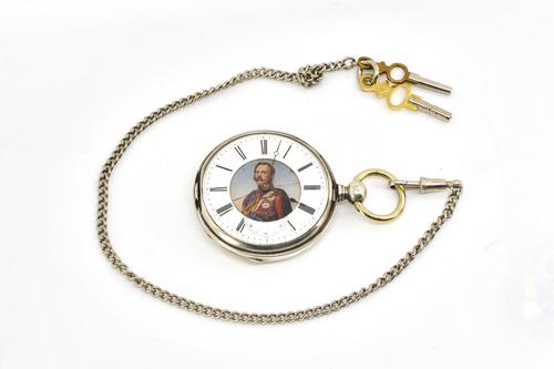 A SILVER CASED KEY WIND OPENFACED POCKET WATCH