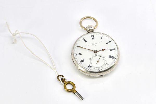 A VICTORIAN SILVER KEY WIND OPENFACED POCKET WATCH BY BARRAUD & LUND