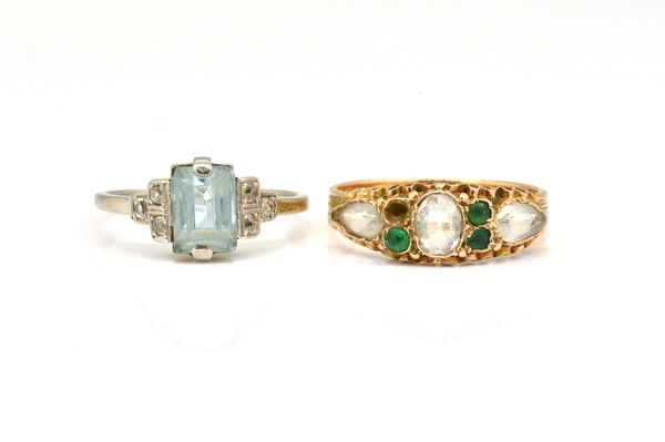 TWO GEM SET RINGS (2)