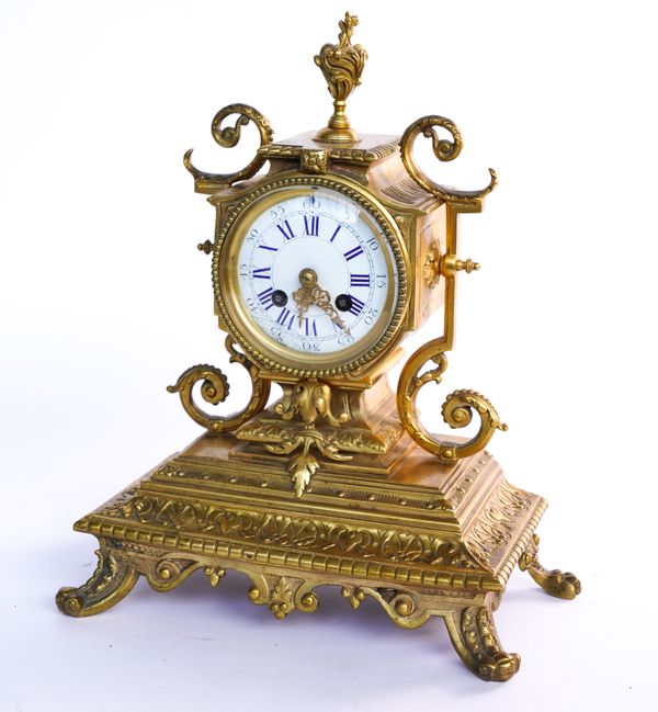 A FRENCH GILT-METAL MOUNTED MANTEL CLOCK