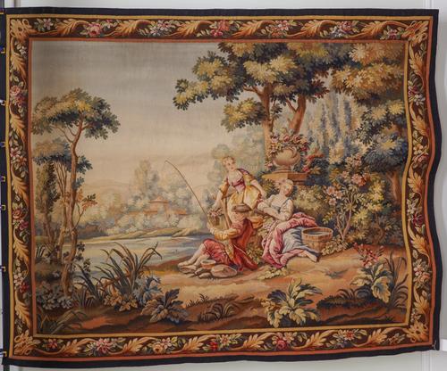 AN AUBUSSON TAPESTRY WALL HANGING