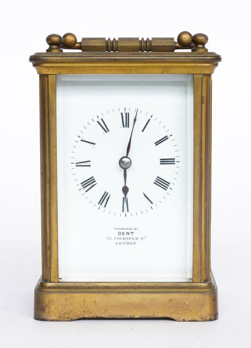 A FRENCH BRASS CASED CARRIAGE CLOCK