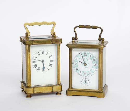 TWO FRENCH BRASS CASED CARRIAGE CLOCK (2)