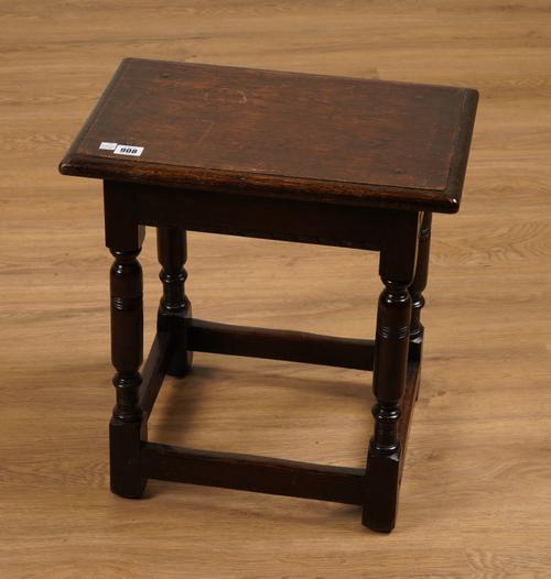 A 17TH CENTURY STYLE OAK JOINT STOOL (2)