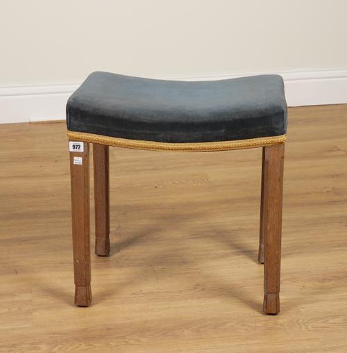 A LIMED OAK CORONATION STOOL FOR QUEEN ELIZABETH II
