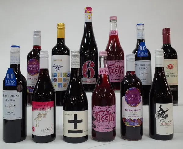 12 BOTTLES LOW AND ALCOHOL FREE WINE AND FRUIT DRINKS