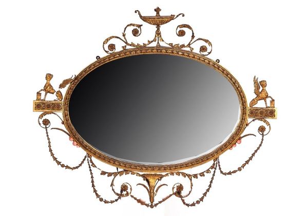 A LATE 19TH CENTURY NEO-CLASSICAL REVIVAL GILT FRAMED MIRROR