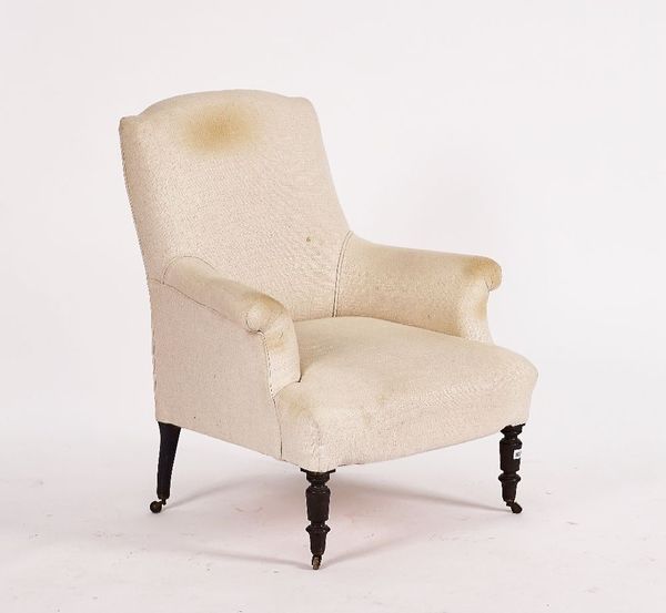 A 19TH CENTURY FRENCH EASY ARMCHAIR