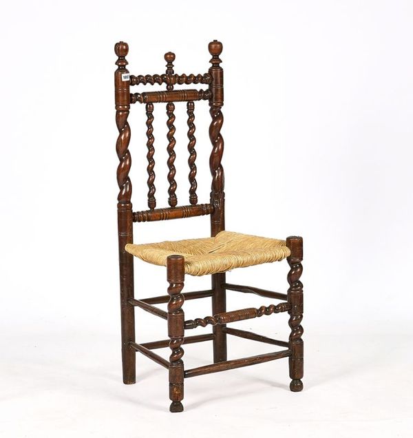A WILLIAM & MARY FRUITWOOD TURNER’S SIDE CHAIR
