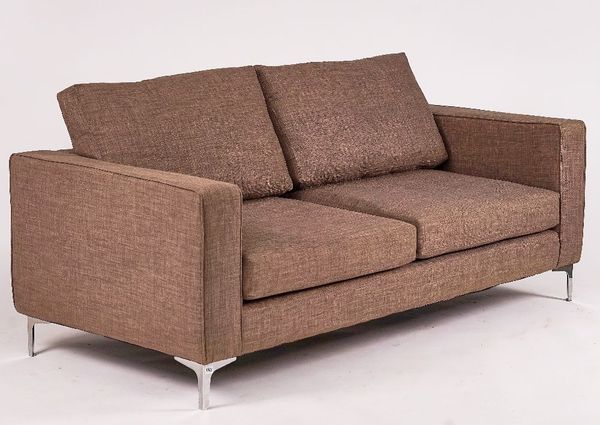 A MODERN GREY UPHOLSTERED SQUARE BACK SOFA