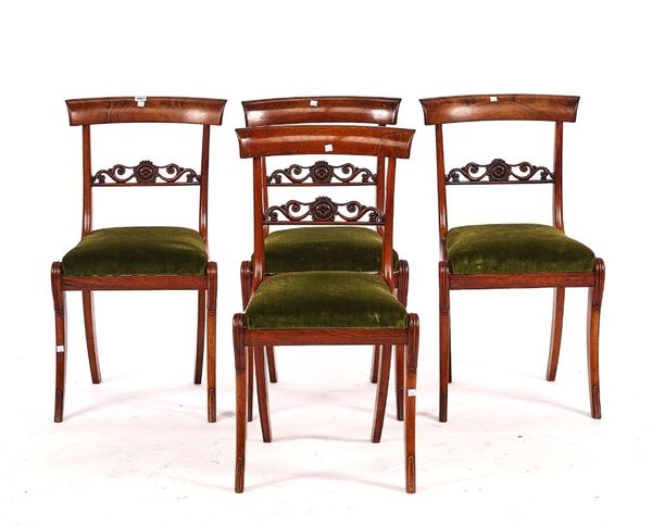 A SET OF FOUR GEORGE IV ROSEWOOD DINING CHAIRS