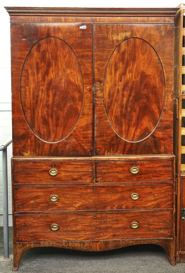 A GEORGE III MAHOGANY LINEN PRESS