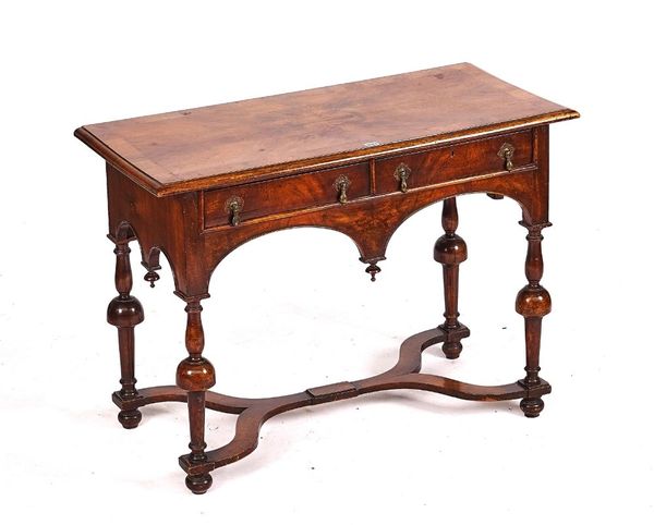 A 17TH CENTURY STYLE WALNUT TWO DRAWER SIDE TABLE