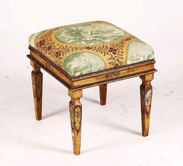 AN 18TH CENTURY STYLE ITALIAN SQUARE FOOT STOOL