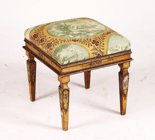 AN 18TH CENTURY STYLE ITALIAN SQUARE FOOT STOOL