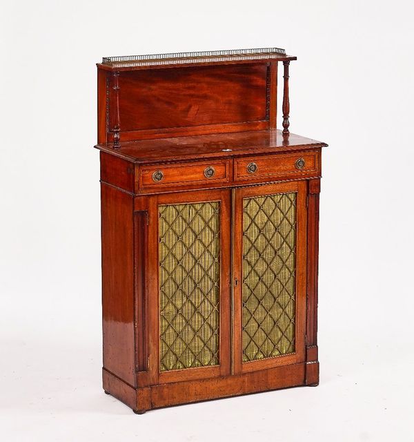 A 19TH CENTURY MAHOGANY SHELF BACK CHIFFONIER