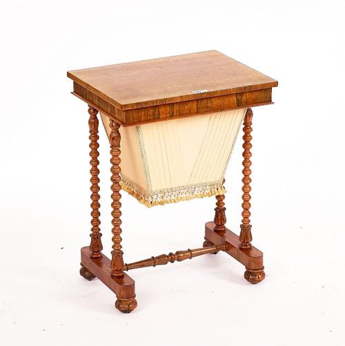 A 19TH CENTURY ROSEWOOD WORK TABLE