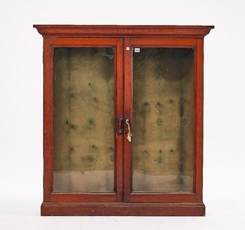 A SCUMBLE PAINTED PITCH PINE FLOOR STANDING DISPLAY CABINET