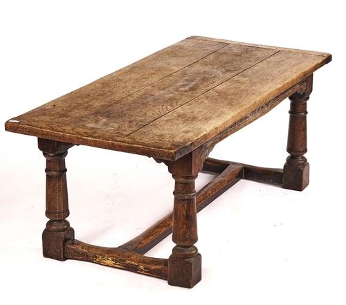 A 17TH CENTURY STYLE OAK REFECTORY TABLE