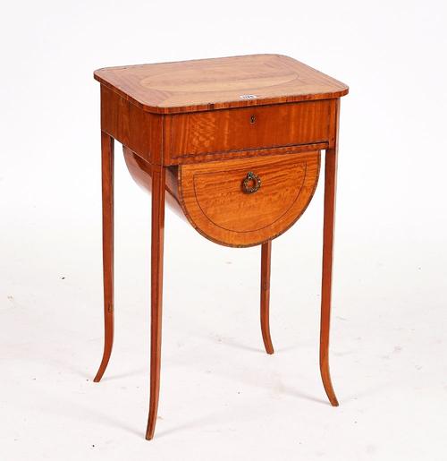 A 19TH CENTURY AUSTRIAN INLAID SATINWOOD LIFTOP WORKBOX