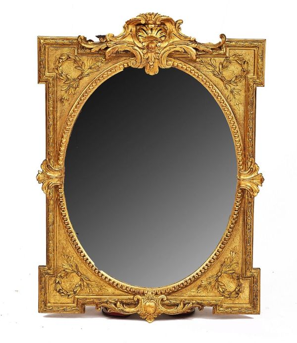 AN EARLY 20TH CENTURY FRENCH OVAL MIRROR