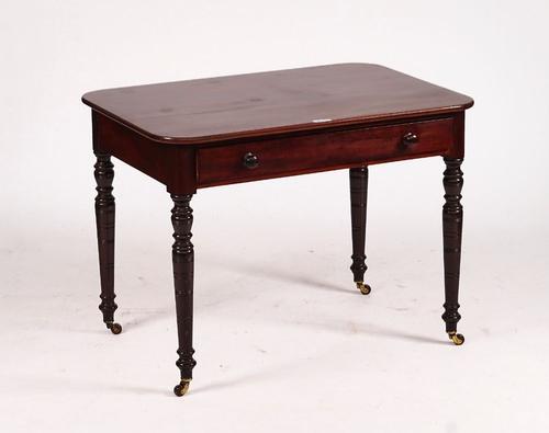 A 19TH CENTURY MAHOGANY SINGLE DRAWER WRITING TABLE