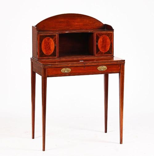 A GEORGE III INLAID ROSEWOOD BONHEUR DU JOUR