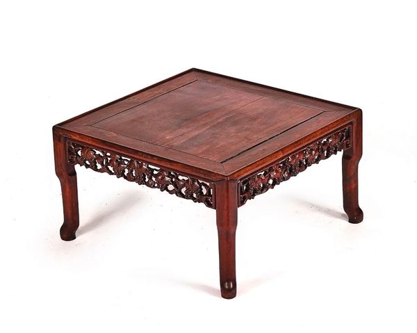 A 19TH CENTURY CHINESE SQUARE HARDWOOD LOW TABLE