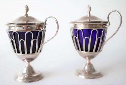 A PAIR OF FRENCH MUSTARD POTS (2)