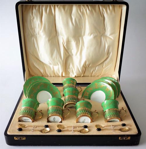 A SILVER MOUNTED CAULDON CHINA CABARET SET