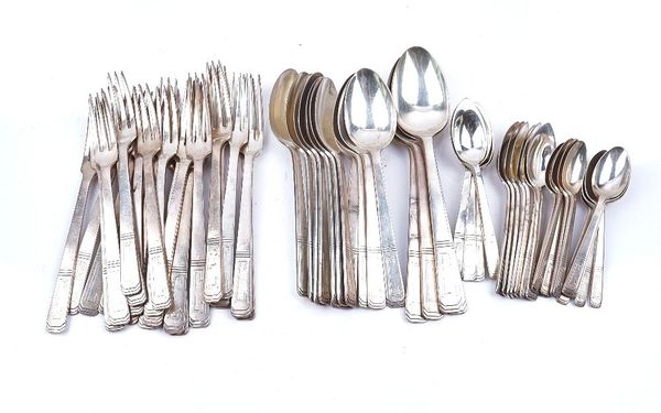 A SILVER PART TABLE SERVICE OF FLATWARE (63)