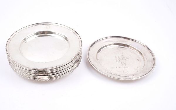 A SET OF TWELVE STERLING TEA PLATES AND ONE FURTHER STERLING TEA PLATE (13)