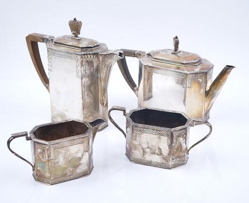 A SCOTTISH SILVER FOUR PIECE TEA SET