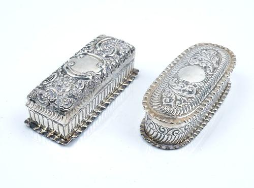 TWO SILVER HINGE LIDDED BOXES (2)